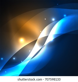 Ondas de néon iluminadas abstratas vetoriais