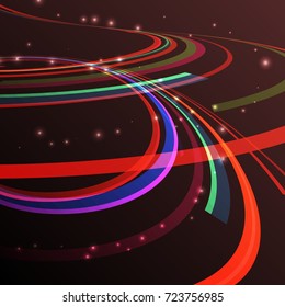 Vector abstract illustartion curving lines ray of ligh