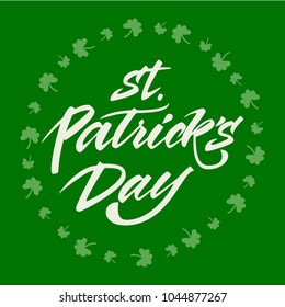 Vector abstract illustrated text for St. Patrick's Day on background, letters composition, label saint Patricks' day on backdrop
