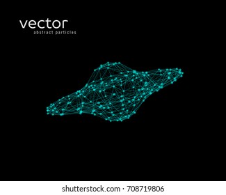 Vector abstract illustration of aliens spacecraft on black background.