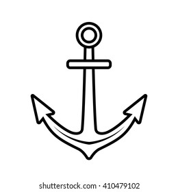 Vector abstract illustration of an anchor for graphic and web design. Flat linear icon. Isolate on white background.