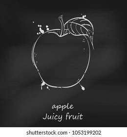 Vector abstract illustration of an apple. Juicy fruit. Blackboard.