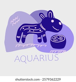 Vector abstract illustration of Aquarius sign. Horoscope, Aquarius. Abstract animal over a bowl of water. Aquarius symbol, abstract, color harmony.
