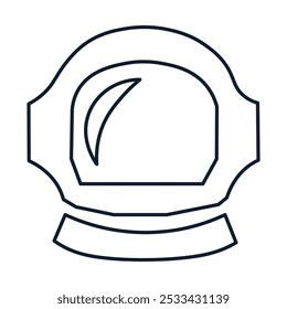 Vector abstract illustration of astronaut helmet in linear style. Science, discovery, and space symbol. Astronomy and cosmos element