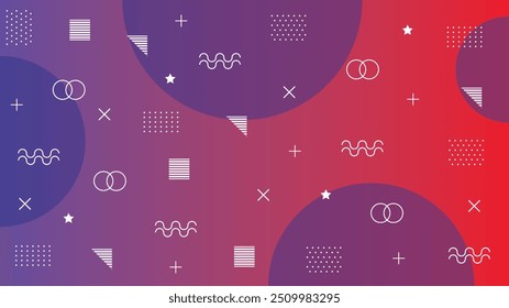 Vector abstract illustration background with geometric shapes inspired by memphis style