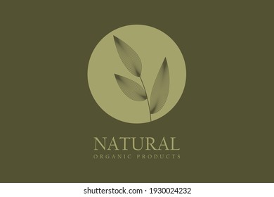 Vector abstract illustration badge for design of natural products, flower shop, cosmetics, ecology concepts, health, spa, yoga Center. Natural products label template.