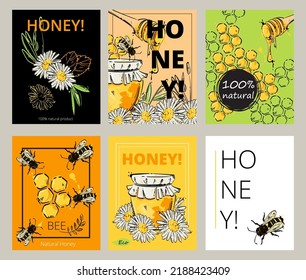 Vector abstract illustration. Banner design on the theme of honey. Natural product