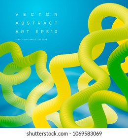 Vector abstract illustration.  Banner, poster design template with the flow of bright moving shapes. With place for your text.
