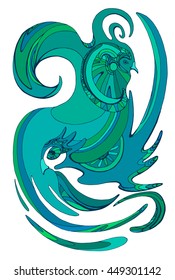 Vector abstract illustration of bird of paradise. Pair of birds
