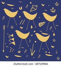Vector abstract illustration. Birds. Poster, print.