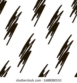 Vector abstract illustration of black handmade strokes on a white isolated background. Doodle, seamless pattern.