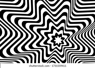 Ilustración abstracta vectorial, blanco y negro. Fondo de moda en estilo op art, ilusión óptica.