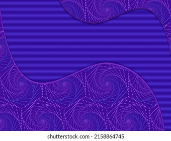 Vector abstract illustration blue background with circles dots spiral pattern and neon lines for design