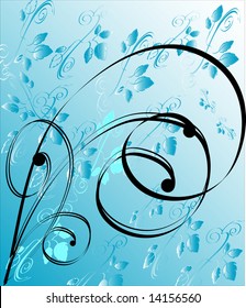 Vector Abstract illustration of a blue floral frame