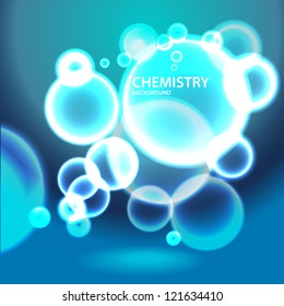 Vector abstract illustration of boiling water bubbles on deep blue background