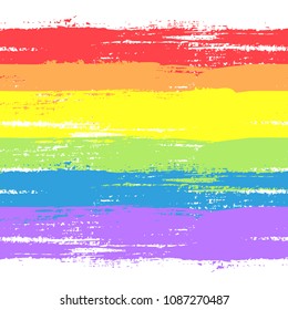 Vector abstract illustration of brushed rainbow watercolor background. Painted gay flag and symbol. Concept of gay love, lgbt movement, free love, gay rights, lesbian rights, equality, pride parade