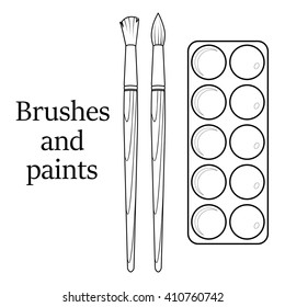 Vector abstract illustration brushes. Isolate on white background. Flat, straight icon.