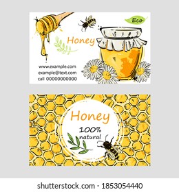 Vector abstract illustration. Business card. Honey