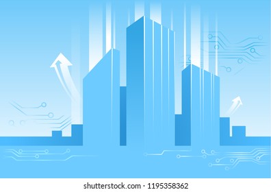 vector abstract illustration of business centers, buildings in flat style