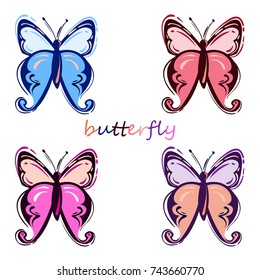 Vector abstract illustration with butterfly. Isolated background. Nature