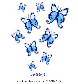 Vector abstract illustration with butterfly. Isolated background. Nature