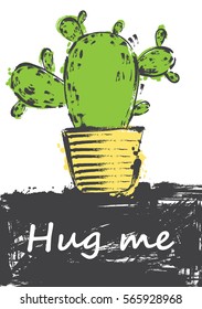 Vector abstract illustration of a cactus for your design. Background for design of postcards, covers, flyers, banners, t-shirt, poster.
