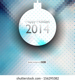 Vector abstract illustration with christmas ball. Happy holidays Card. 2014.