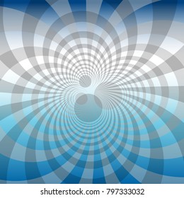Vector abstract illustration with circular stripes, lines and circles in light blue to gray colors.