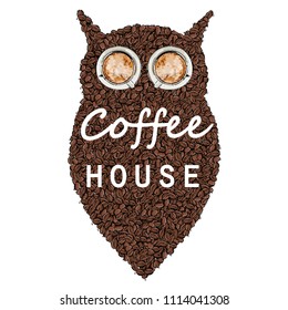 Vector abstract illustration with coffee beans.