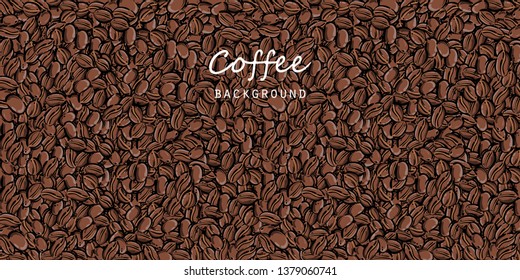 Vector abstract illustration with coffee beans. Coffee house. Coffee background.