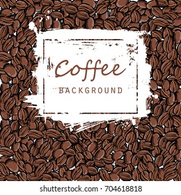 Vector abstract illustration with coffee beans. Coffee background.