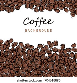 Vector abstract illustration with coffee beans. Coffee background.