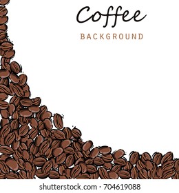 Vector abstract illustration with coffee beans. Coffee background.