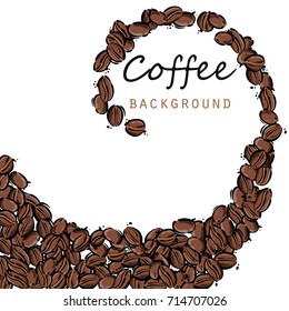 Vector abstract illustration with coffee beans. Coffee background.