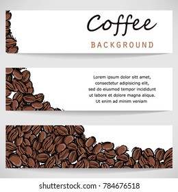 Vector abstract illustration with coffee beans. Coffee house. Coffee background.