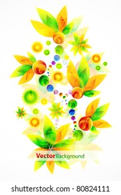 Vector abstract illustration with colorful green flowers for backgound
