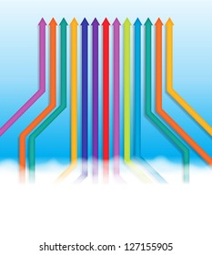 Vector abstract illustration of colorful lines going into the same one direction.