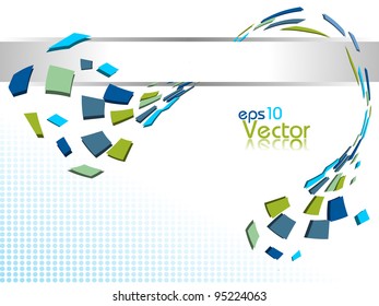 Vector abstract illustration with colorful waves on dotted background.