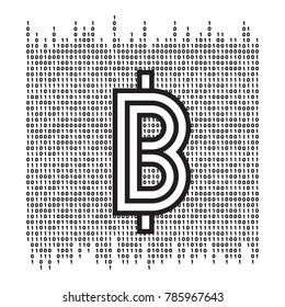 Vector abstract Illustration concept of bitcoin technology, Digital Symbol Bitcoin. Virtual crypto currency services. Unique graphic design icon with letter B zero and one, geometric shapes