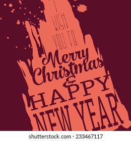 vector abstract illustration Congratulations on Christmas and new year background with watercolor