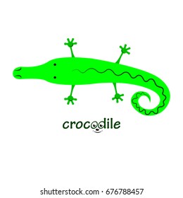 Vector abstract illustration of a crocodile. Funny animal. Flat style. Isolated.