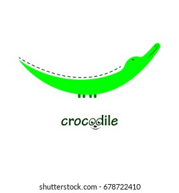 Vector abstract illustration of a crocodile. Funny animal. Flat style. Isolated.