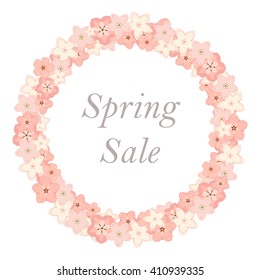 Vector abstract illustration of decorative sakura wreath. Spring sale. Eps 8.
