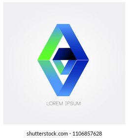 vector abstract illustration diamond rectangle logo