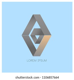vector abstract illustration diamond rectangle logo