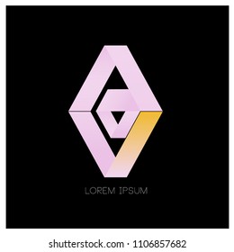 vector abstract illustration diamond rectangle logo