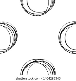 Vector abstract illustration with drawn circles on white background, seamless