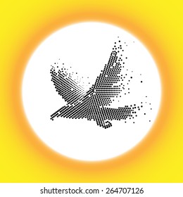 Vector abstract illustration. Eagle on a background sun