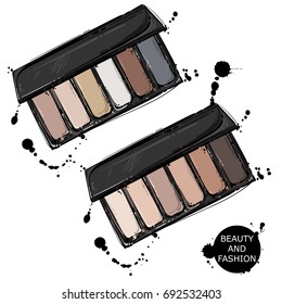 Vector abstract illustration with eyeshadow. Fashion illustration.