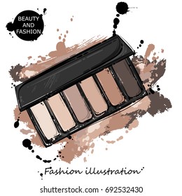 Vector abstract illustration with eyeshadow. Fashion illustration.